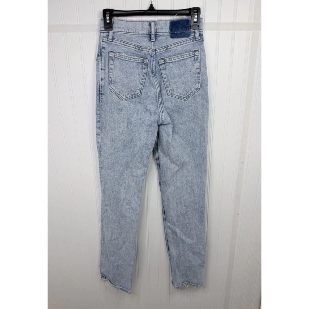 Abercrombie & Fitch 90s Straight Jeans Women 25 0 Light Wash Exc Criss Cross Hem - Picture 4 of 10